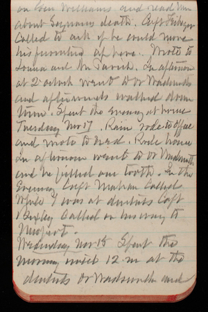 Thomas Lincoln Casey Notebook, October 1891-December 1891, 54, on General Williams and read him