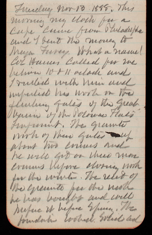 Thomas Lincoln Casey Notebook, November 1888-January 1889, 02, Friday November 13 1888 This