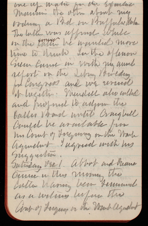 Thomas Lincoln Casey Notebook, November 1888-January 1889, 32, one up water for the Executive