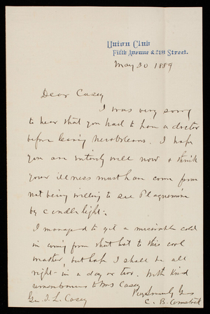 [Cyrus] B. Comstock To Thomas Lincoln Casey, May 30, 1889 - Digital ...