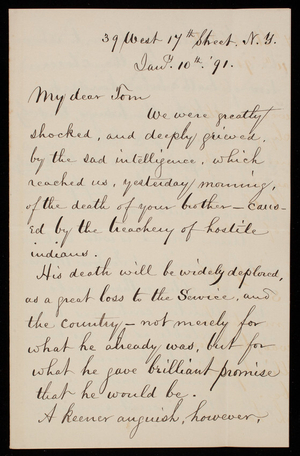 [William] R. Babcock to Thomas Lincoln Casey, January 10, 1891