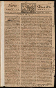 The Boston-Gazette, and Country Journal, 23 September 1771