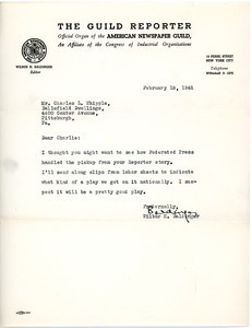 Letter from Wilbur H. Baldinger to Charles L. Whipple