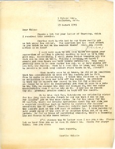 Letter from Charles L. Whipple to Hilda Sidaras