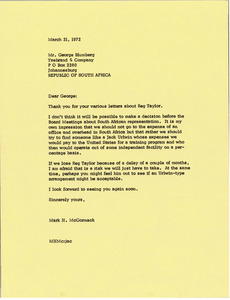 Letter from Mark H. McCormack to George Blumberg