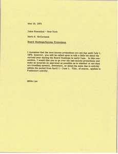 Memorandum from Mark H. McCormack to Jules Rosenthal