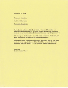 Memorandum from Mark H. McCormack to personnel committee