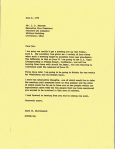 Letter from Mark H. McCormack to J. D. Harnett