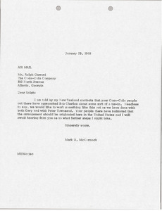 Letter from Mark H. McCormack to Coca-Cola Company