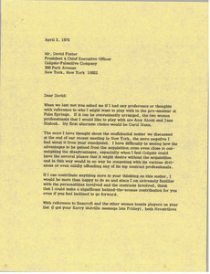 Letter from Mark H. McCormack to David Foster