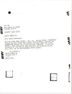 Telex prinotut from Mark H. McCormack to Bruce Rappaport