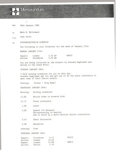 Memorandum from Judy Stott to Mark H. McCormack