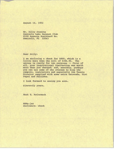 Letter from Mark H. McCormack to Billy Stearns