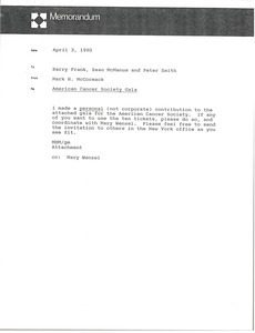 Memorandum from Mark H. McCormack to Barry Frank, Sean McManus and Peter Smith