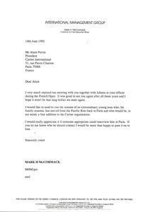 Letter from Mark H. McCormack to Alain Perrin