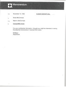 Memorandum from Mark H. McCormack to Breck McCormack