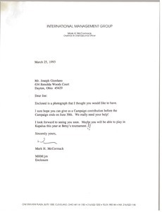 Letter from Mark H. McCormack to Joseph Giordano