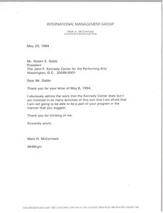 Letter from Mark H. McCormack to Robert E. Gable