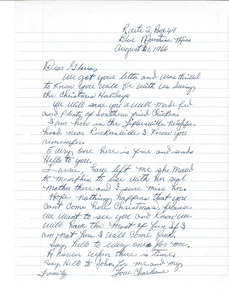 Letter from Charleane Hill to Gloria Xifaras Clark