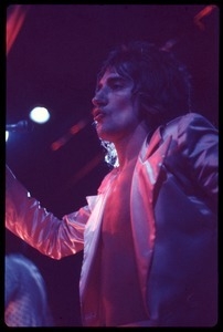 Rod Stewart in satin jacket, performing with Faces