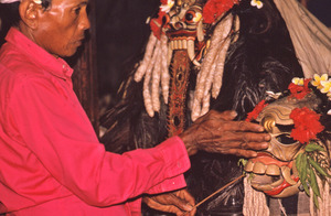 Religious preparation for the Balinese temple dance