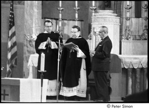 Jack Kerouac's funeral: church service, Father Armand Morrissette at center