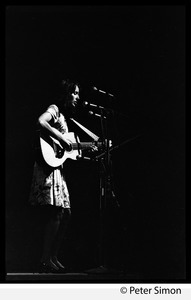 Joan Baez performing at the Newport Folk Festival