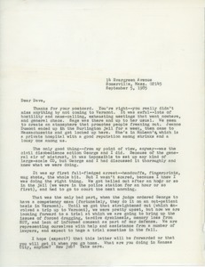 Letter from Judi Chamberlin to Dave Joseph