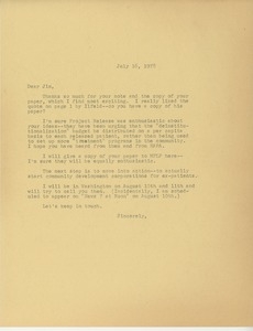 Letter from Judi Chamberlin to James Gronquist