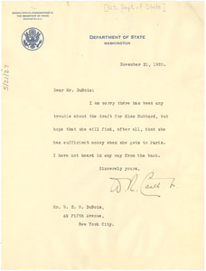 Letter from W. R. Castle to W. E. B. Du Bois