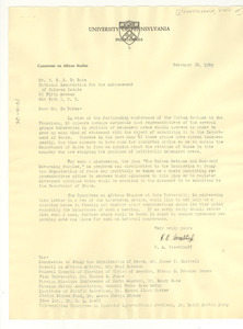 Letter from University of Pennsylvania to W. E. B. Du Bois