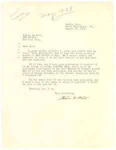 Letter from Frances M. Frost to W. E. B. Du Bois
