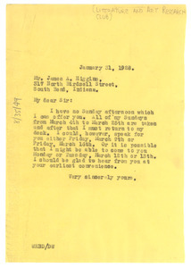Letter from W. E. B. Du Bois to The Literature and Art Research Club