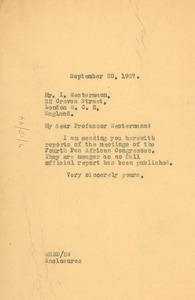 Letter from W. E. B. Du Bois to Diedrich Westermann