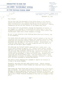 Circular letter from Committee to End the Jim Crow 'Silver-Gold' System in the Panama Canal Zone to W. E. B. Du Bois