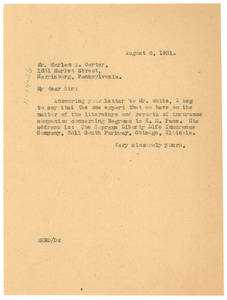 Letter from W. E. B. Du Bois to Harlan A. Carter
