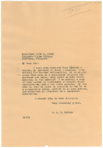 Letter from W. E. B. Du Bois to Virginia State College