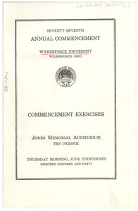 Wilberforce University commencement exercises program