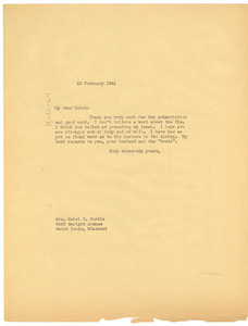 Letter from W. E. B. Du Bois to Mabel B. Curtis