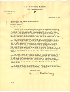Letter from Yale University Library to W. E. B. Du Bois