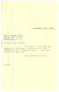 Letter from W. E. B. Du Bois to Rebekah West