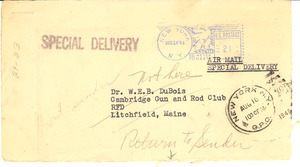 Fragment of envelope addressed to W. E. B. Du Bois