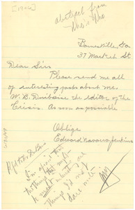 Letter from Edward Navarro Jenkins to unidentified correspondent