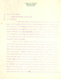 Letter from J. Douglas Wetmore to W. E. B. Du Bois