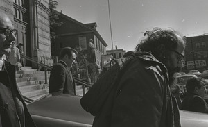 Allen Ginsberg at the funeral of Jack Kerouac