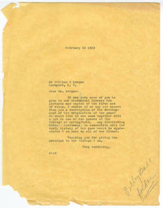 George Draper Letter to William Morgan, 1932