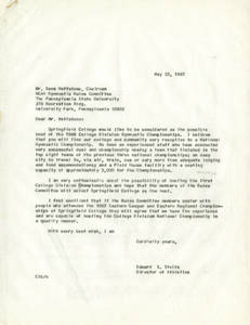Steitz's letter about the NCAA Men's Gymnastics Championships (1967)