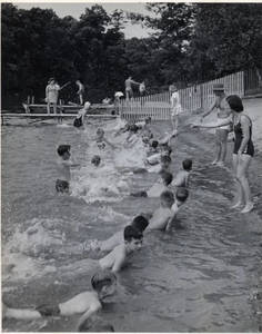 Boys swim practice at Camp Massasoit