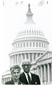 A photograph of Ruth and Harry Kingman in front of the capitol building