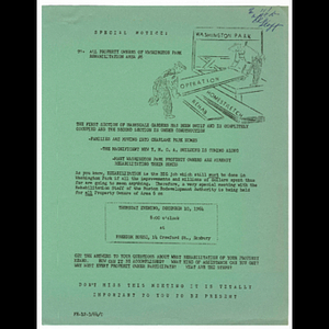 Memorandum to property owners of Washington Park Rehabilitation Area 6 concerning meeting held December 10, 1964